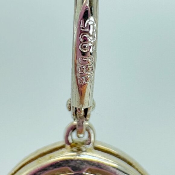 Violet Purple CZ Gemstone Dangle Earrings VTG Sterling Silver 925 Oval 1.5" L - Picture 6 of 8